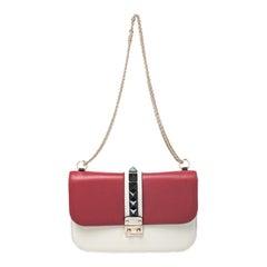 Valentino Tricolor Leather Rockstud Medium Glam Lock Flap Bag