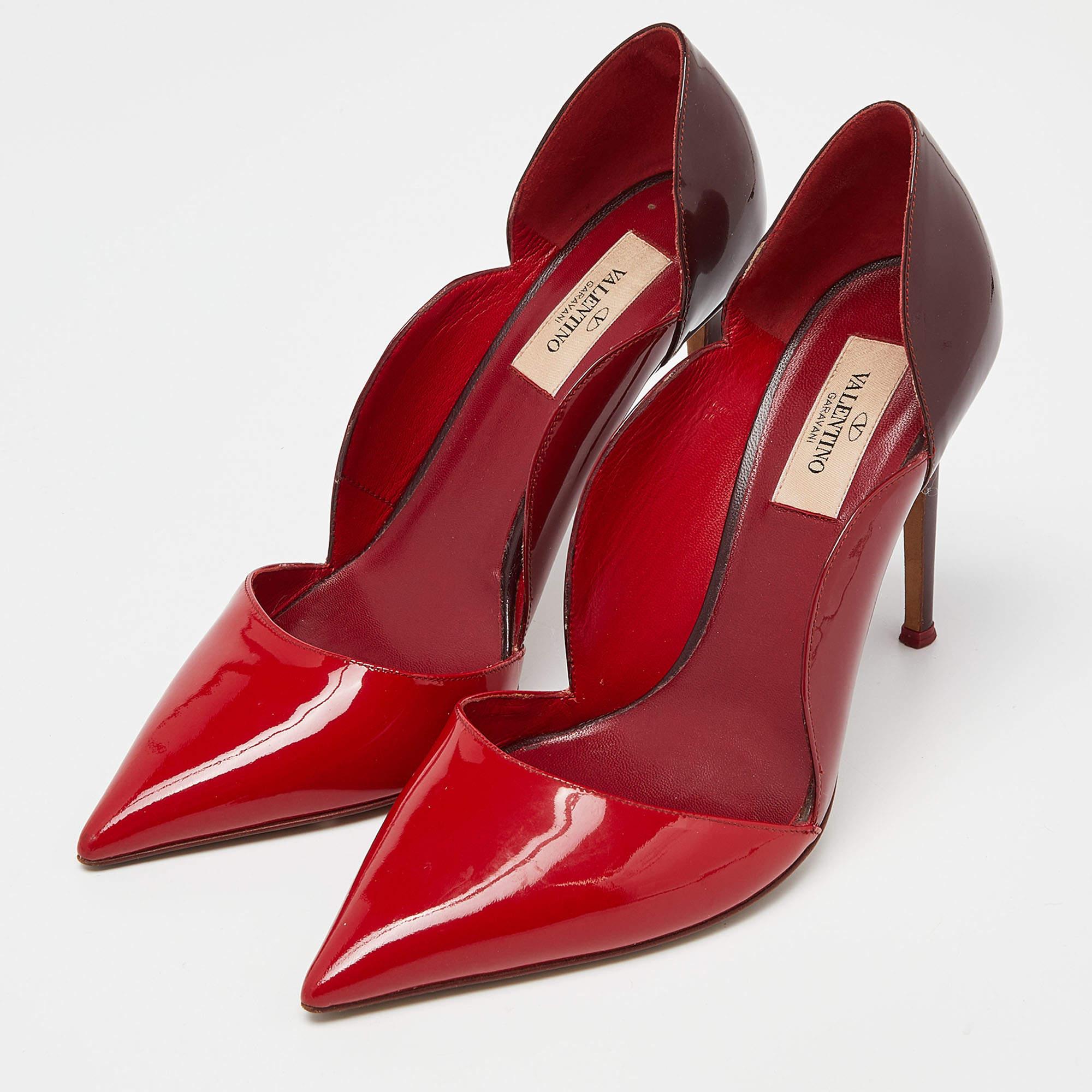 Valentino Tricolor Patent Leather Scalloped Pointed Toe Pumps Size 38 For Sale 5
