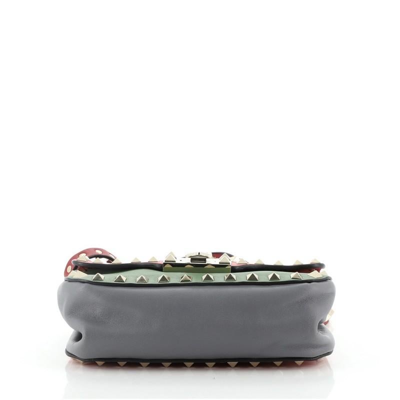 Brown Valentino Tricolor Rockstud Flip Lock Flap Bag Leather Mini