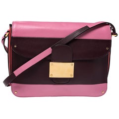 Valentino Tricolor Stripe Leather Flap Shoulder Bag