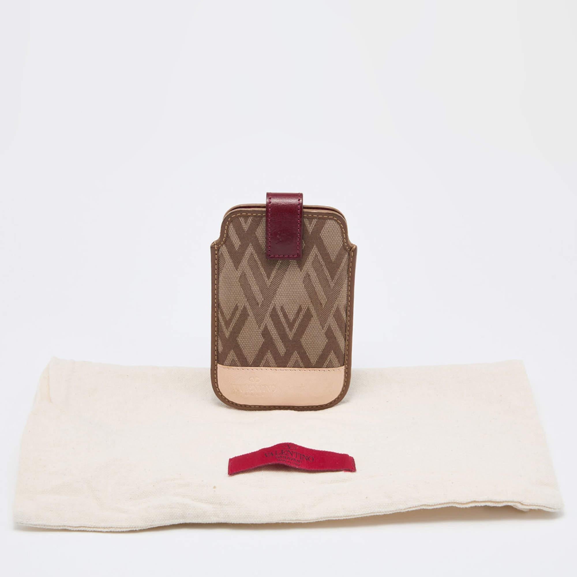 Valentino Tricolor V Print Fabric and Leather Flap Phone Cover For Sale 1