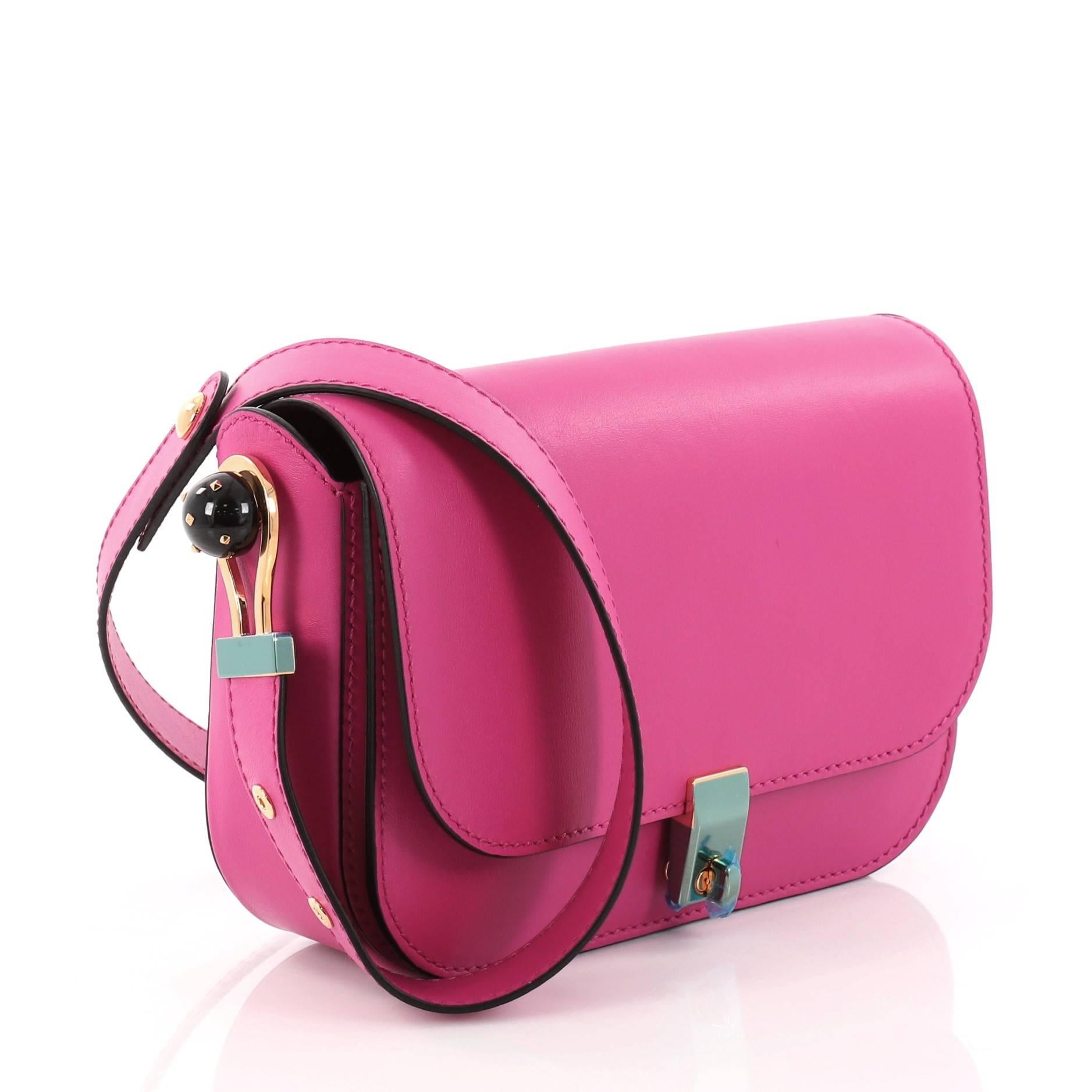Pink Valentino Turn Lock Flap Shoulder Bag Leather Small i