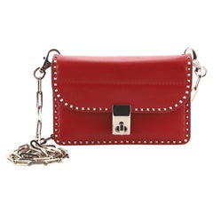 Valentino Turnlock Chain Shoulder Bag Leather with Micro Rockstuds Micro
