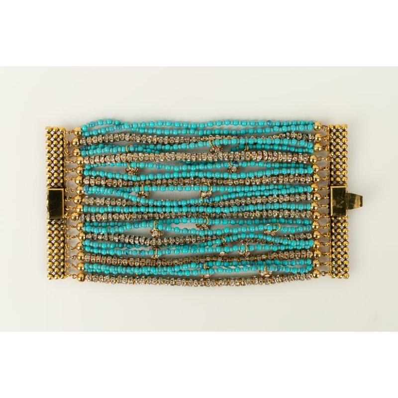 Valentino Turquoise Bracelet in Blue Pearls In Excellent Condition For Sale In SAINT-OUEN-SUR-SEINE, FR