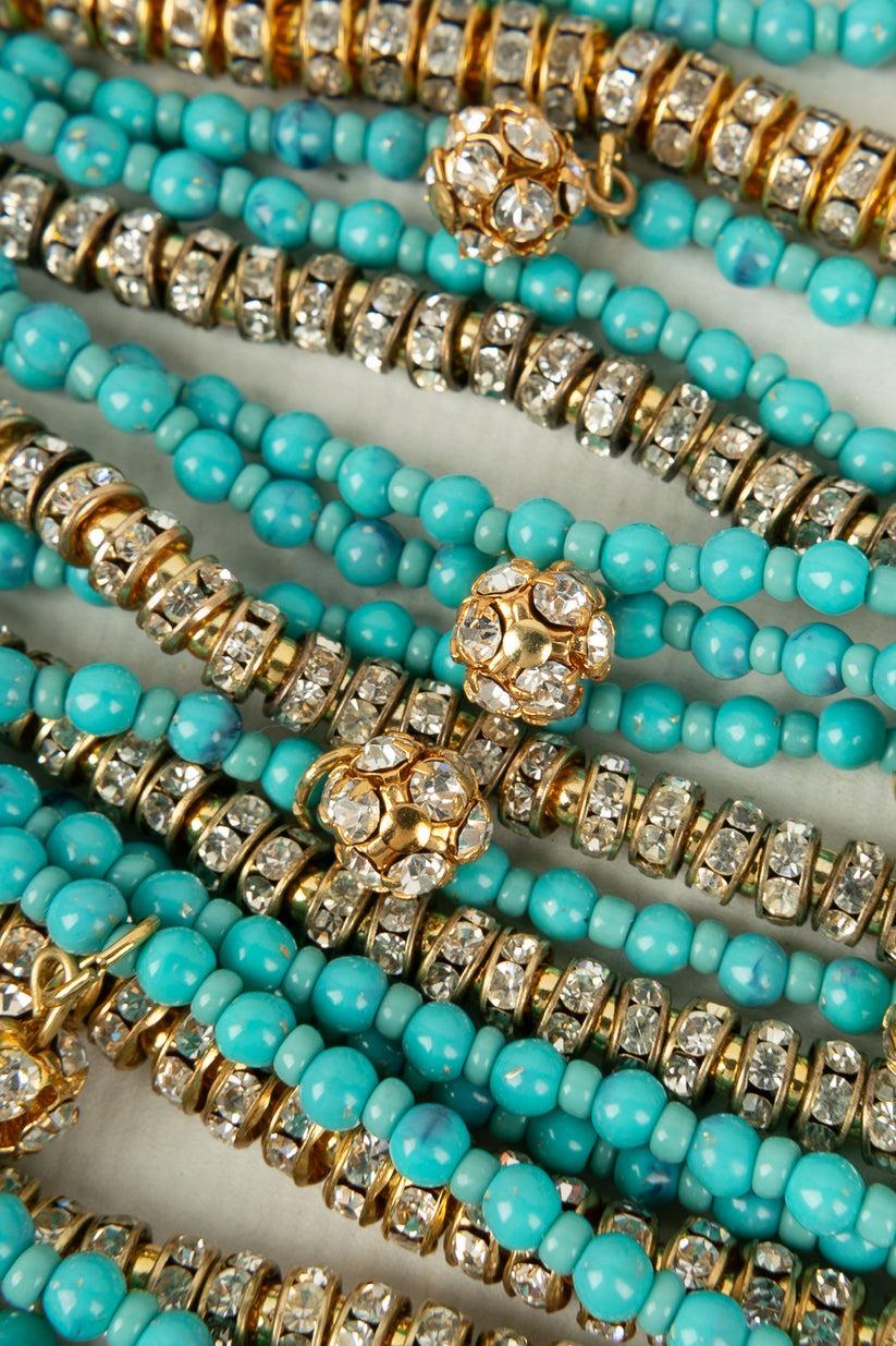 Valentino Turquoise Bracelet in Blue Pearls For Sale 1