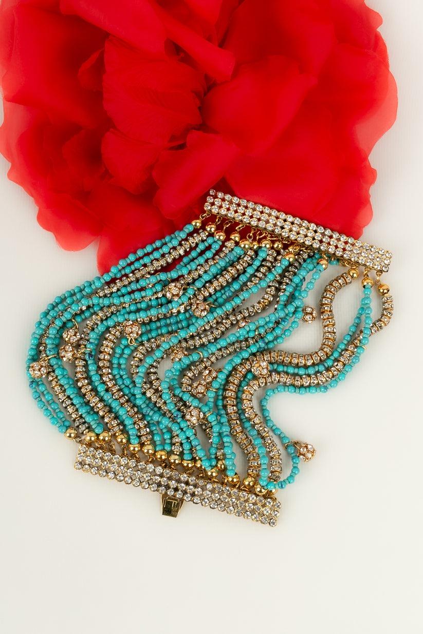 Valentino Turquoise Bracelet in Blue Pearls For Sale 4