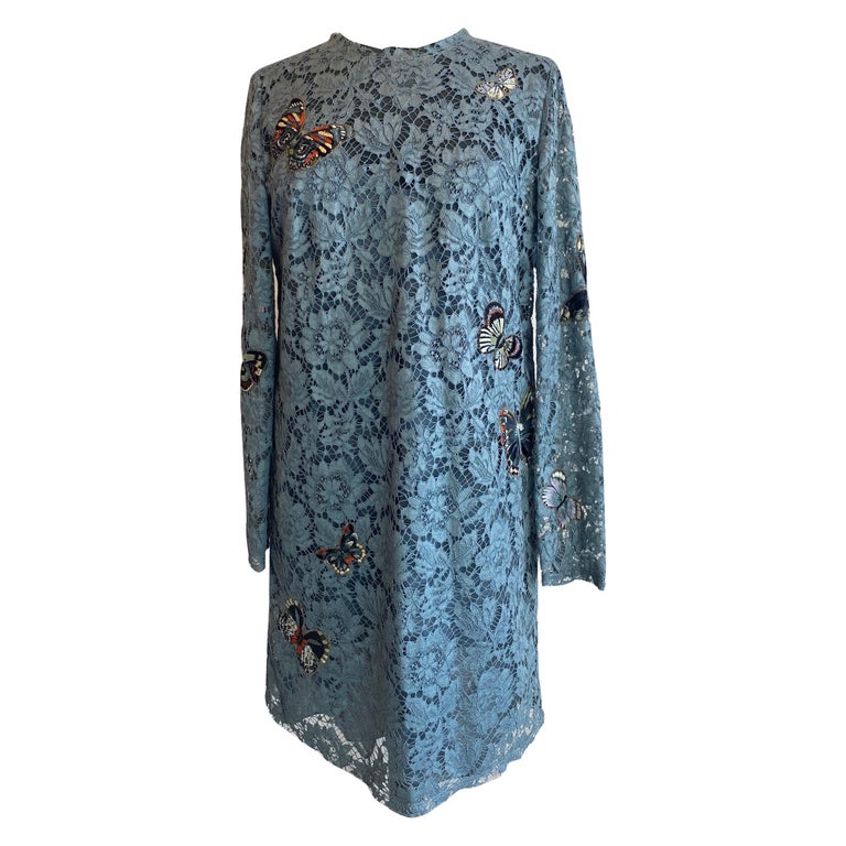 Valentino turquoise butterfly lace dress Fall 2016 at 1stDibs