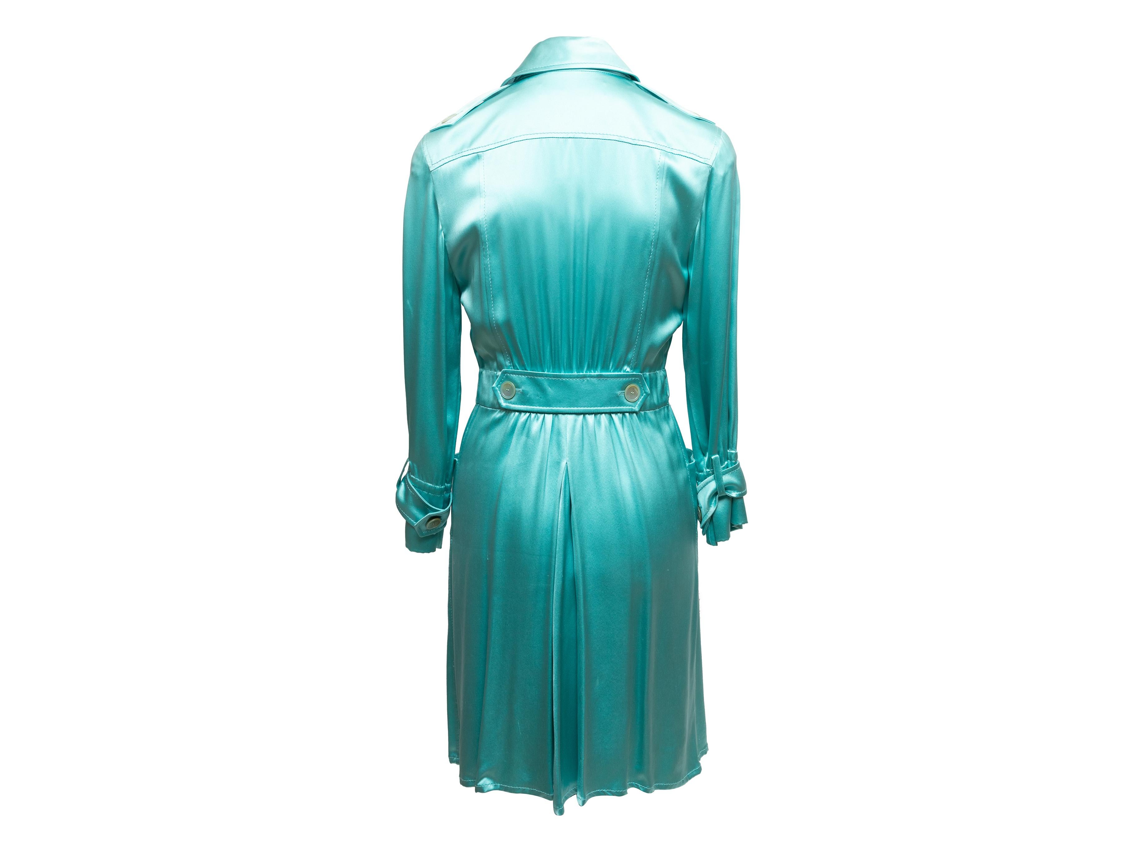 Valentino Turquoise Silk Belted Dress In Good Condition For Sale In New York, NY