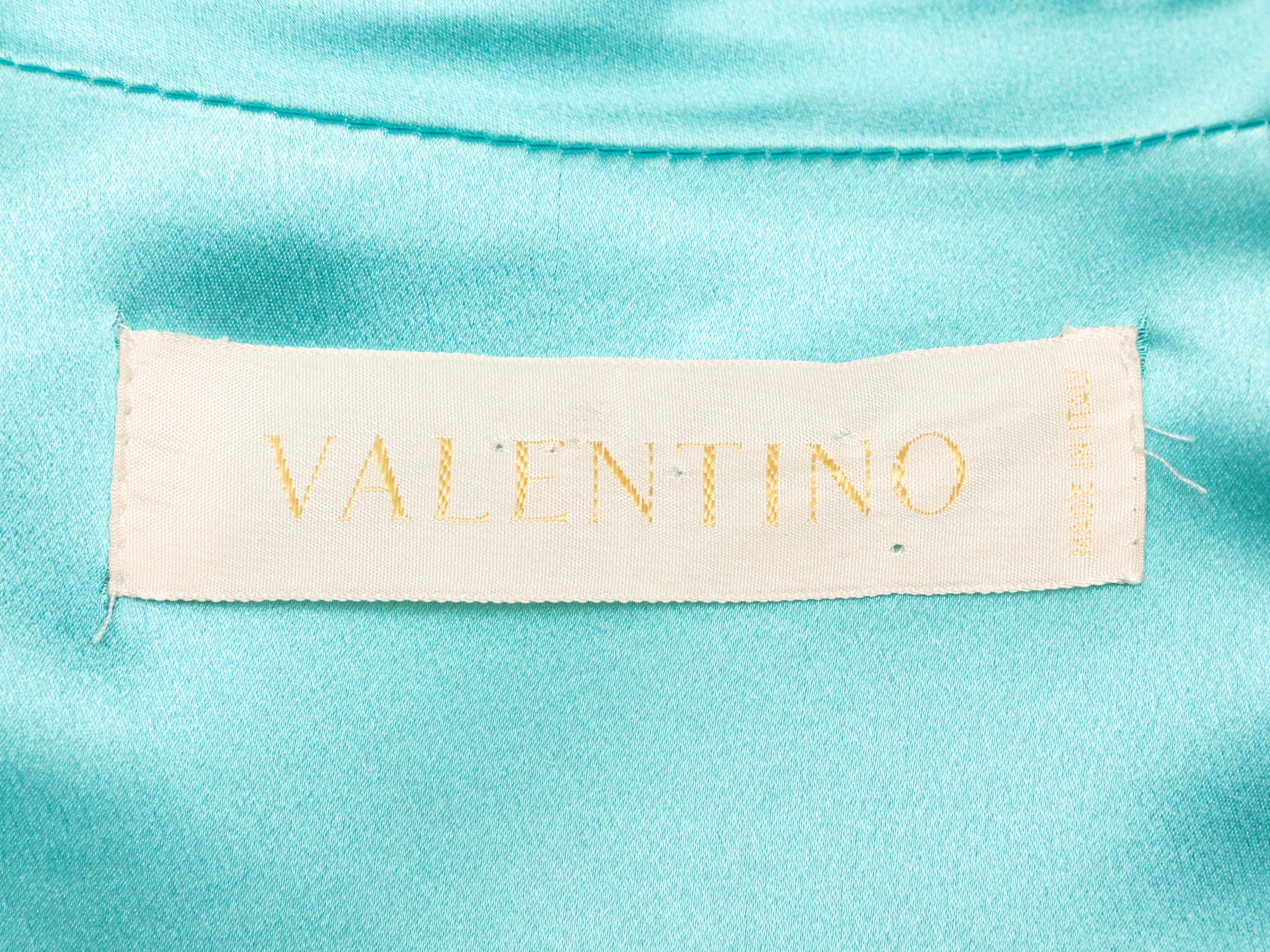 Valentino Türkisfarbenes Seidenkleid mit Gürtel Damen im Angebot