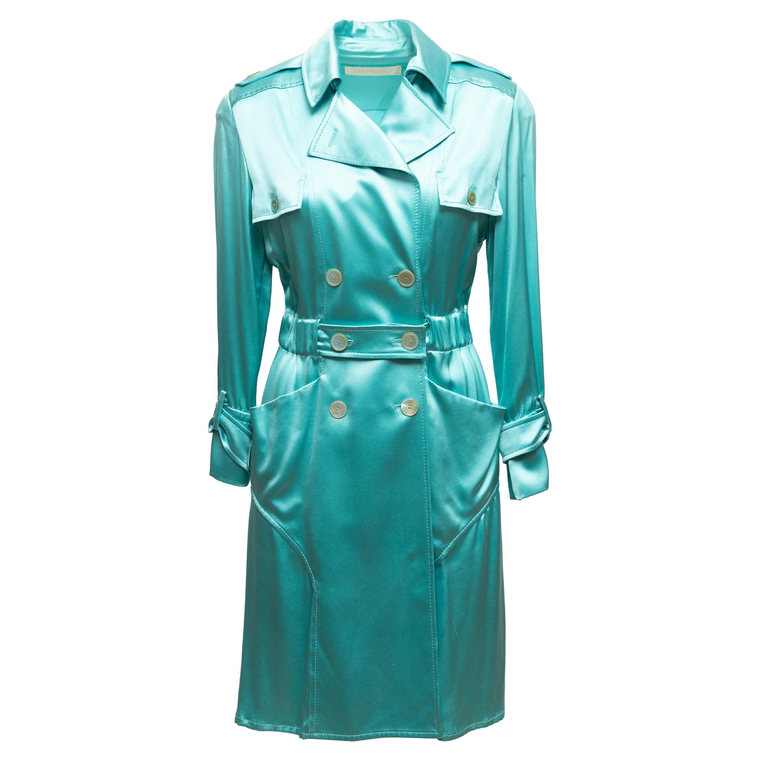 Valentino Turquoise Silk Belted Dress For Sale