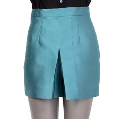 VALENTINO turquoise silk blend HIGH-WAISTED Shorts Pants 40 S