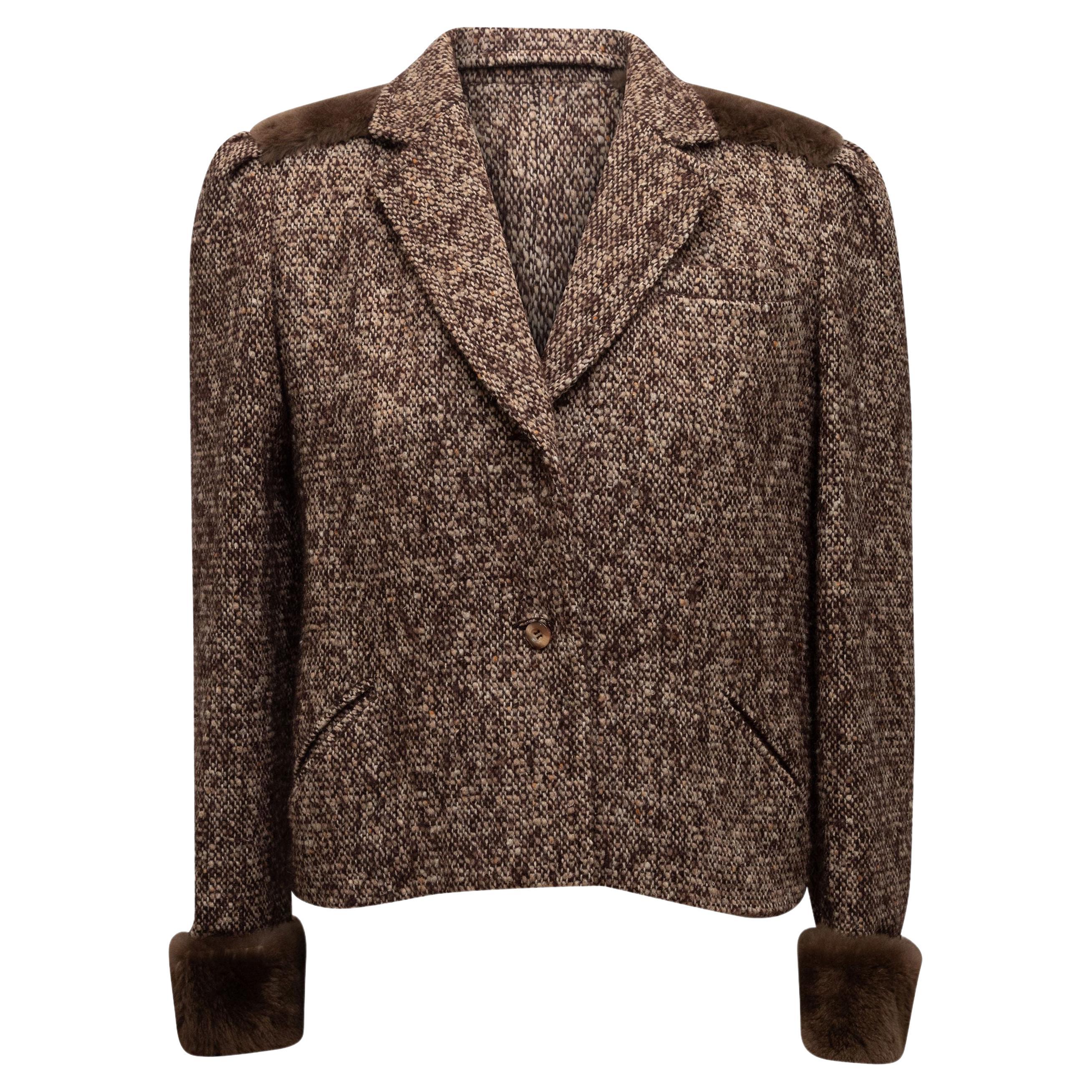 Valentino Tweed & Faux Fur Jacket