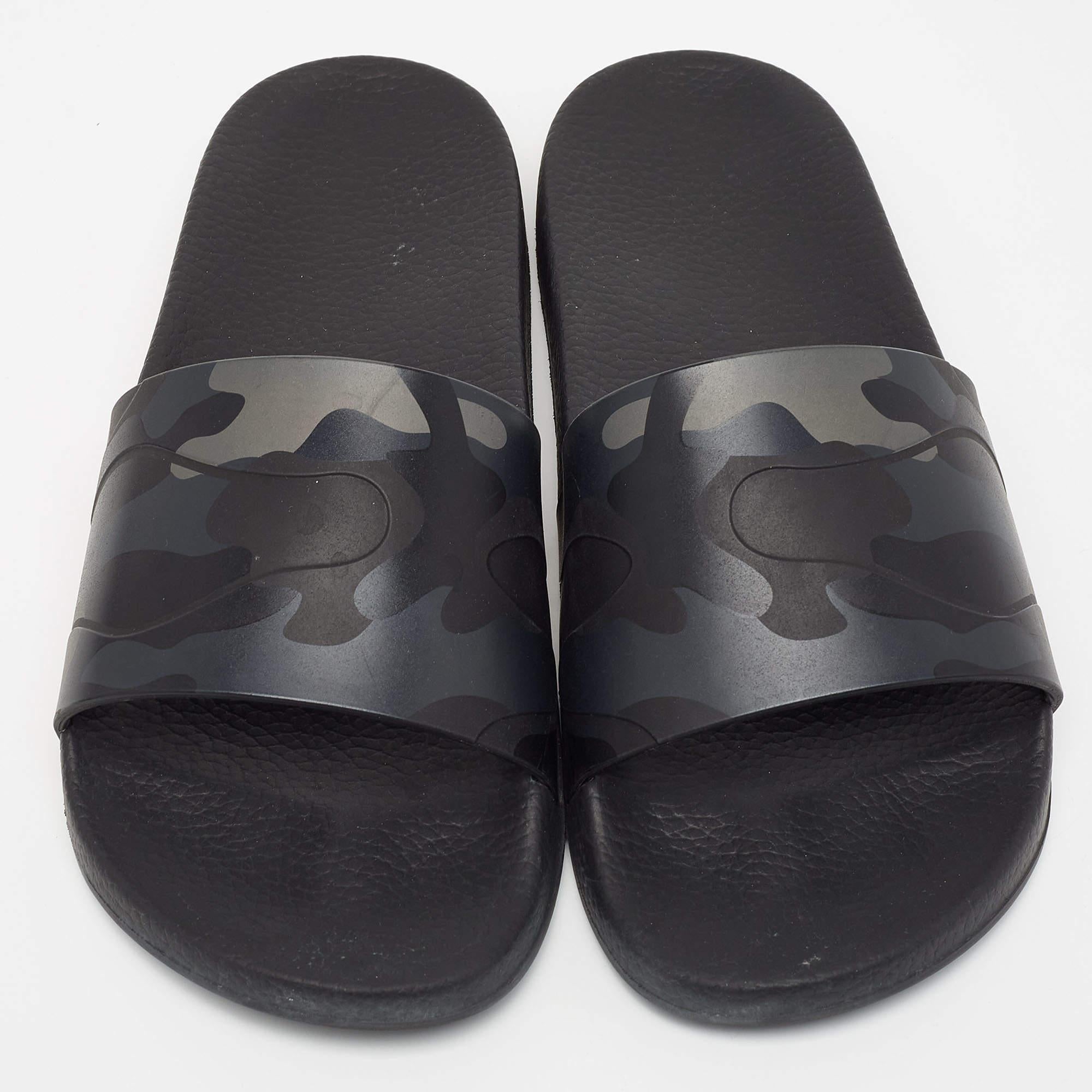 Valentino Two Tone Camouflage Print Rubber Slides Size 42 3