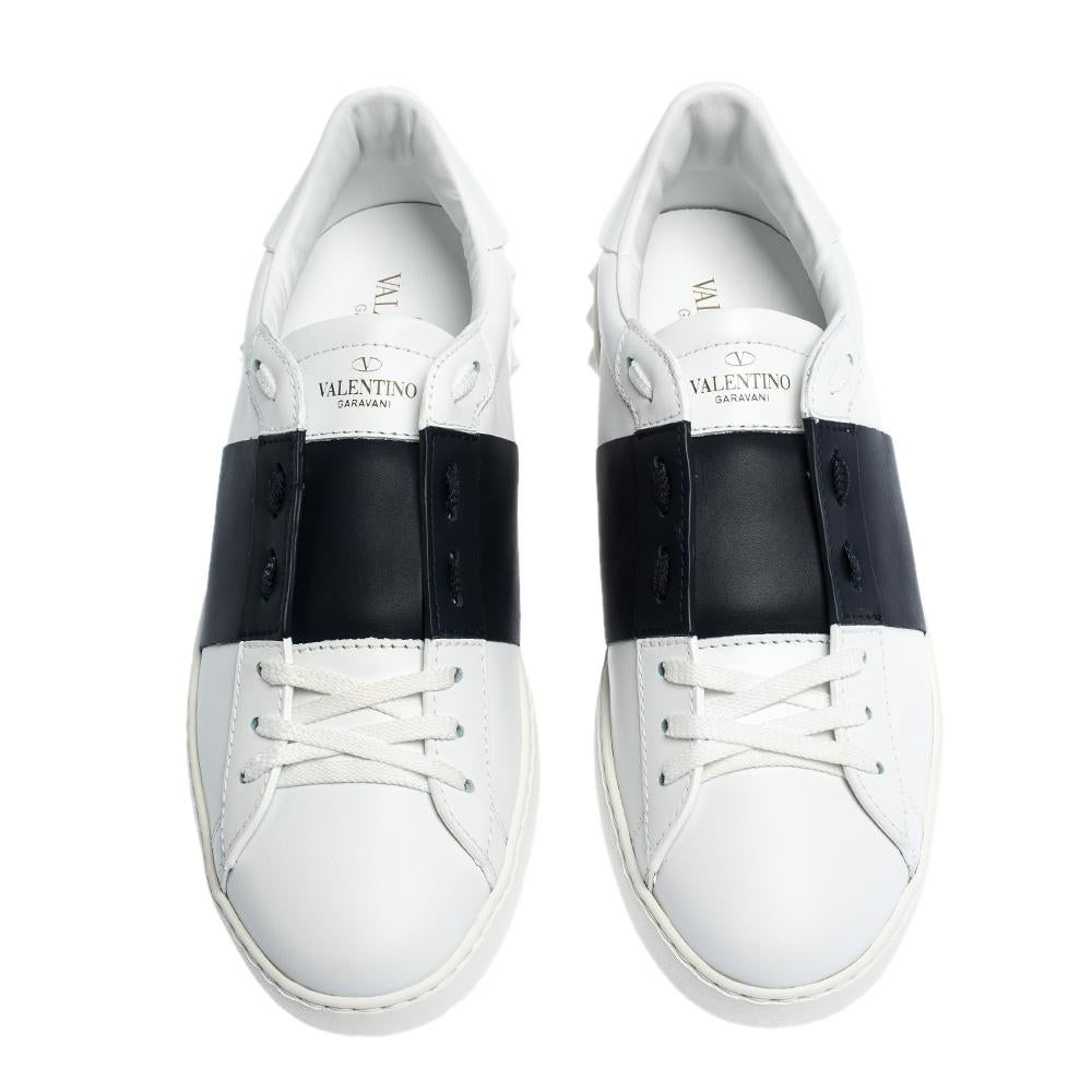 Fashioned to take your style a notch higher, these open sneakers from Valentino are absolutely worth the dream and the splurge! They have a well-built exterior styled with laces on the vamps, trim of studs, and a contrast band.

Includes: Original
