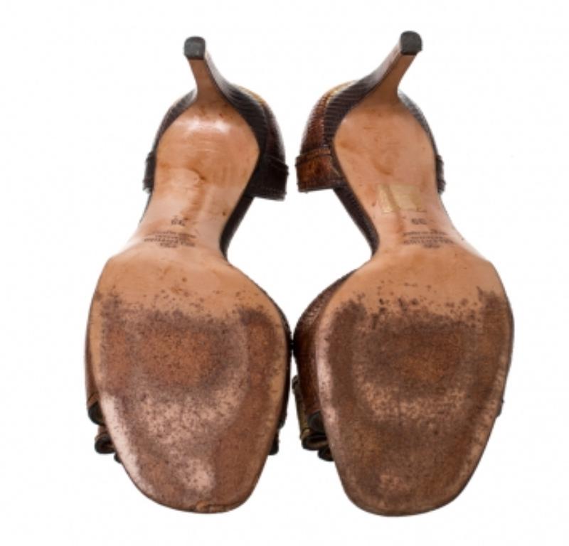 Valentino zwei Ton Eidechse Leder D'Orsay Bogen Sandalen Größe 39 (Schwarz) im Angebot