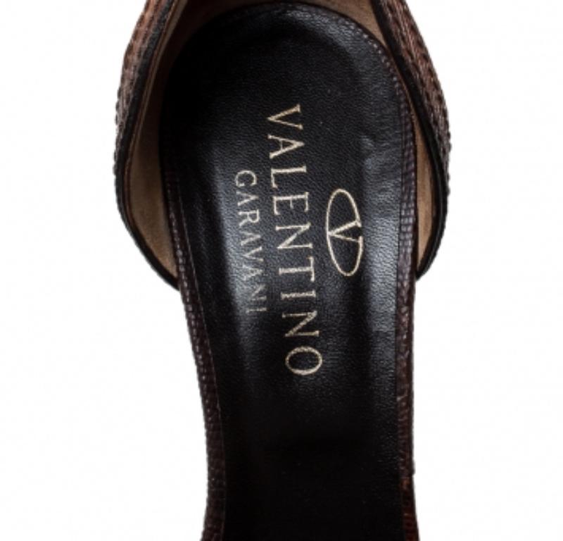 Valentino zwei Ton Eidechse Leder D'Orsay Bogen Sandalen Größe 39 im Zustand „Gut“ im Angebot in Dubai, Al Qouz 2