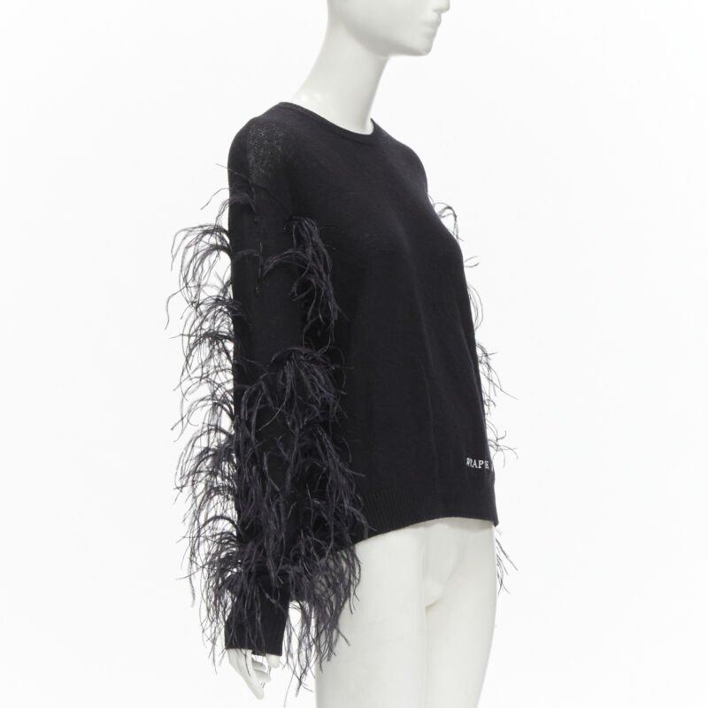 Black VALENTINO UNDERCOVER wool cashmere feather Wrap Me Free Me See Me sweater XS For Sale