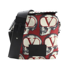 Valentino Undercover Zip Messenger Bag Printed Nylon Small