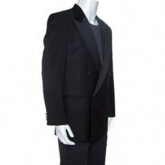 Valentino Uomo Blazer doppio petto in lana nera XL