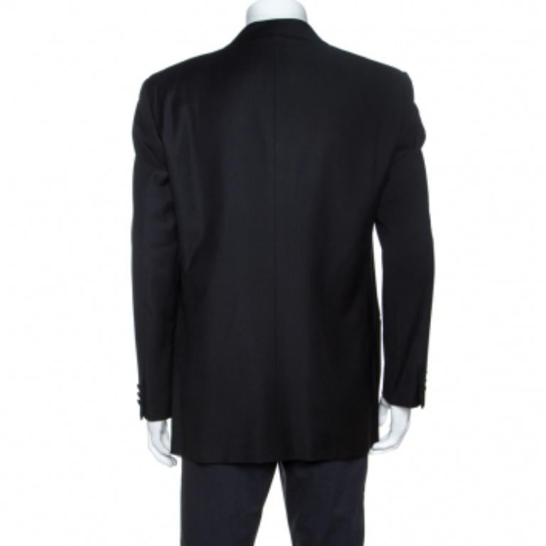 Nero Valentino Uomo Black Wool Double Breasted Blazer XL in vendita
