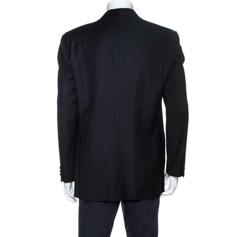 Valentino Uomo Black Wool Double Breasted Blazer XL In Excellent Condition For Sale In Dubai, Al Qouz 2