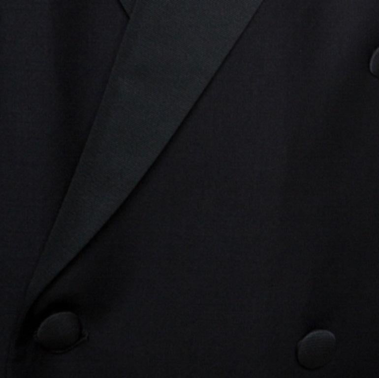Valentino Uomo Black Wool Double Breasted Blazer XL in vendita 3