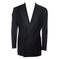 Valentino Uomo Blazer doppio petto in lana nera XL