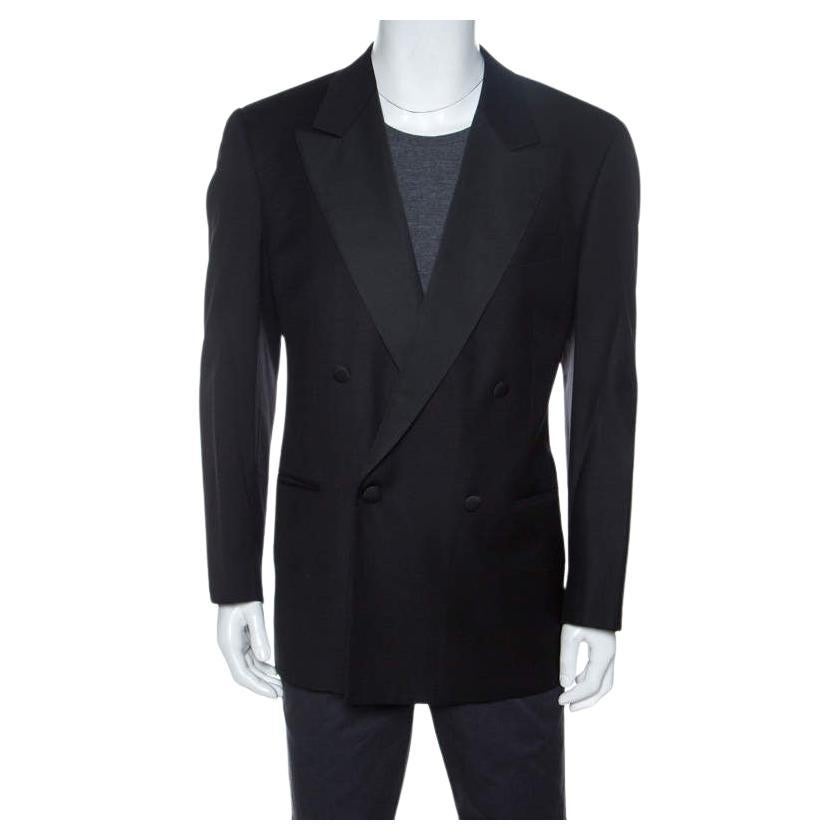 Valentino Uomo Black Wool Double Breasted Blazer XL For Sale
