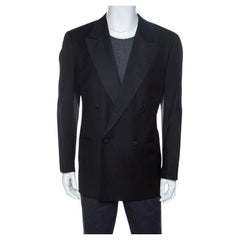 Valentino Uomo Blazer doppio petto in lana nera XL