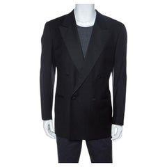 Valentino Uomo Schwarzer doppelreihiger Blazer aus Wolle XL