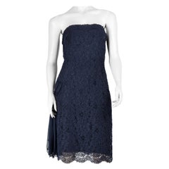 Valentino US 8 Navy Lace Midi Dress