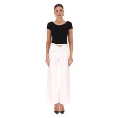 Valentino 'V' Logo Chain Cotton Wide-Leg Trousers