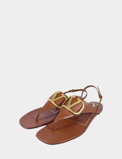 Valentino V-Logo Leather Thong Sandals Size EU 37.5