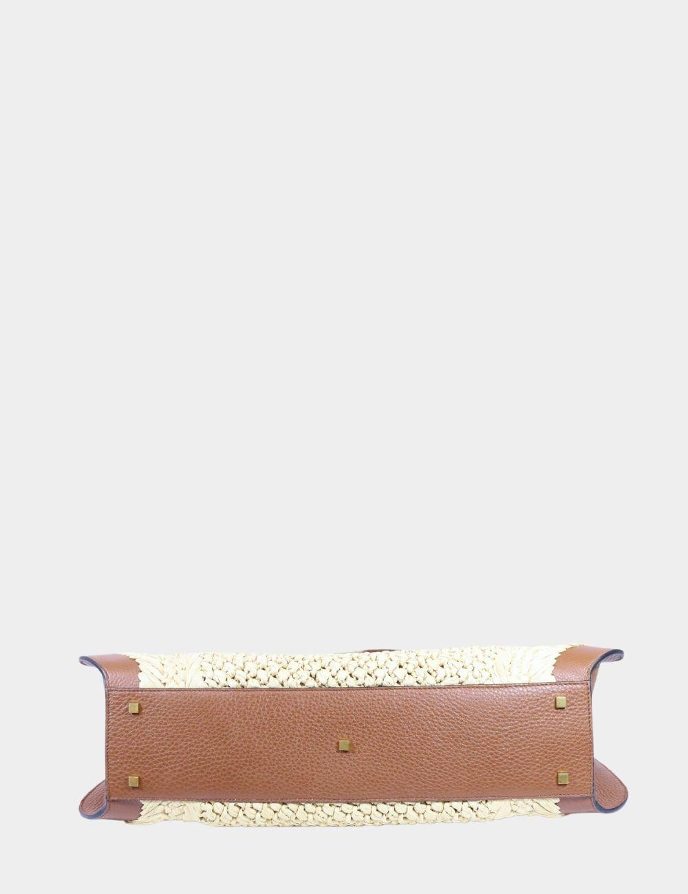Valentino V-logo Signature Crochet Raffia Tote Bag In Excellent Condition In Amman, JO