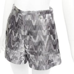 VALENTINO V Optical metallic silver graphic jacquard highwa stied shorts IT38 XS
