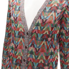 VALENTINO V Optical rainbow metallic lurex graphic long cardigan robe dress XS
