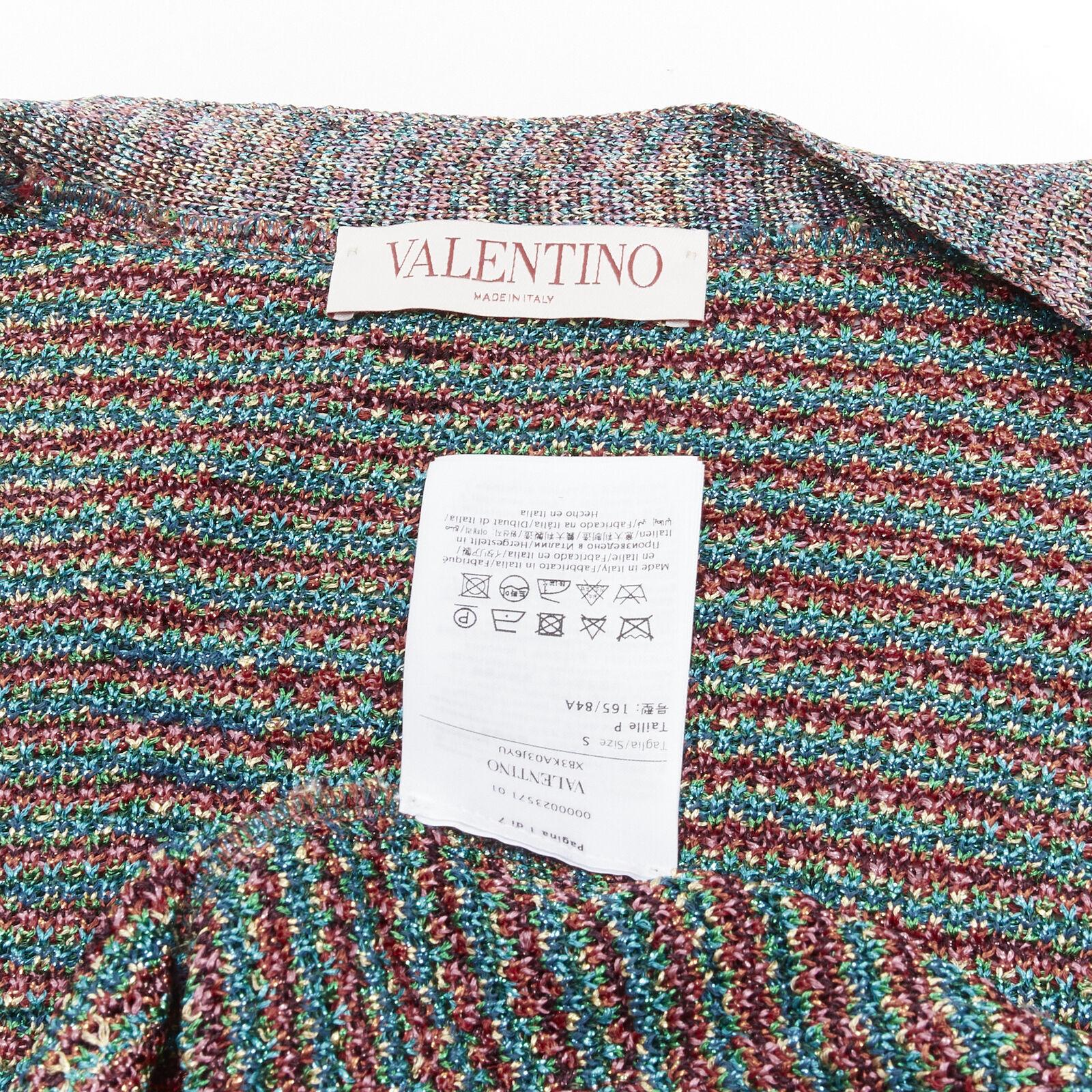 VALENTINO V Optical rainbow metallic lurex graphic oversized cardigan S 6
