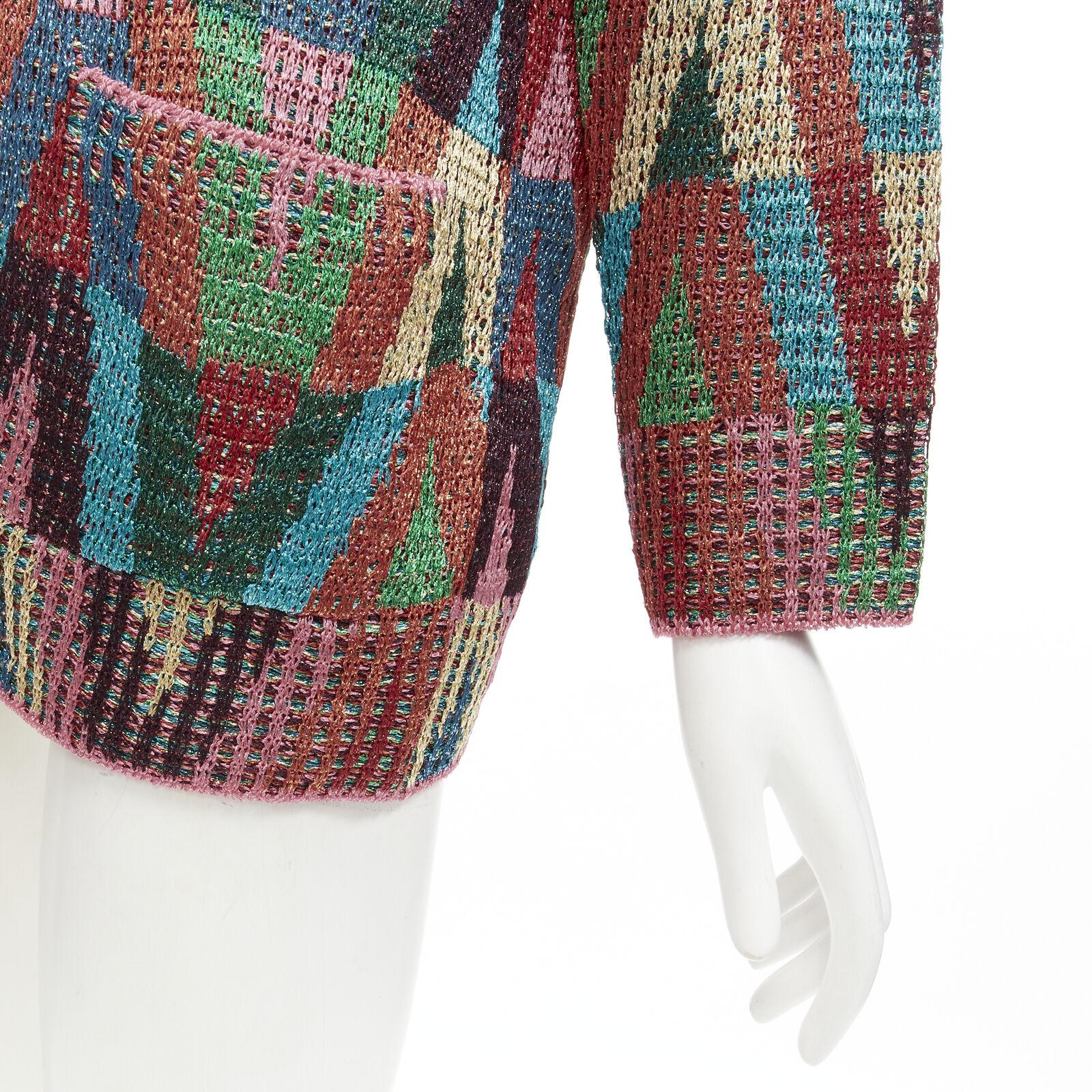 VALENTINO V Optical rainbow metallic lurex graphic oversized cardigan S 4