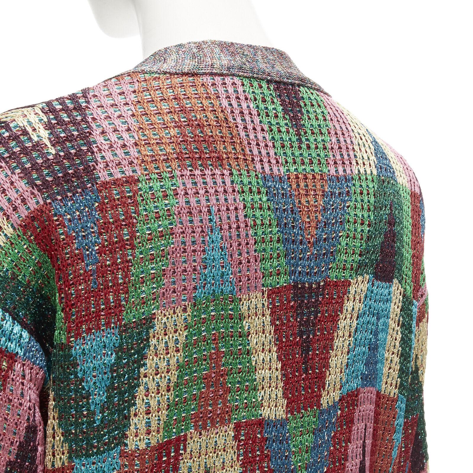 VALENTINO V Optical rainbow metallic lurex graphic oversized cardigan S 5