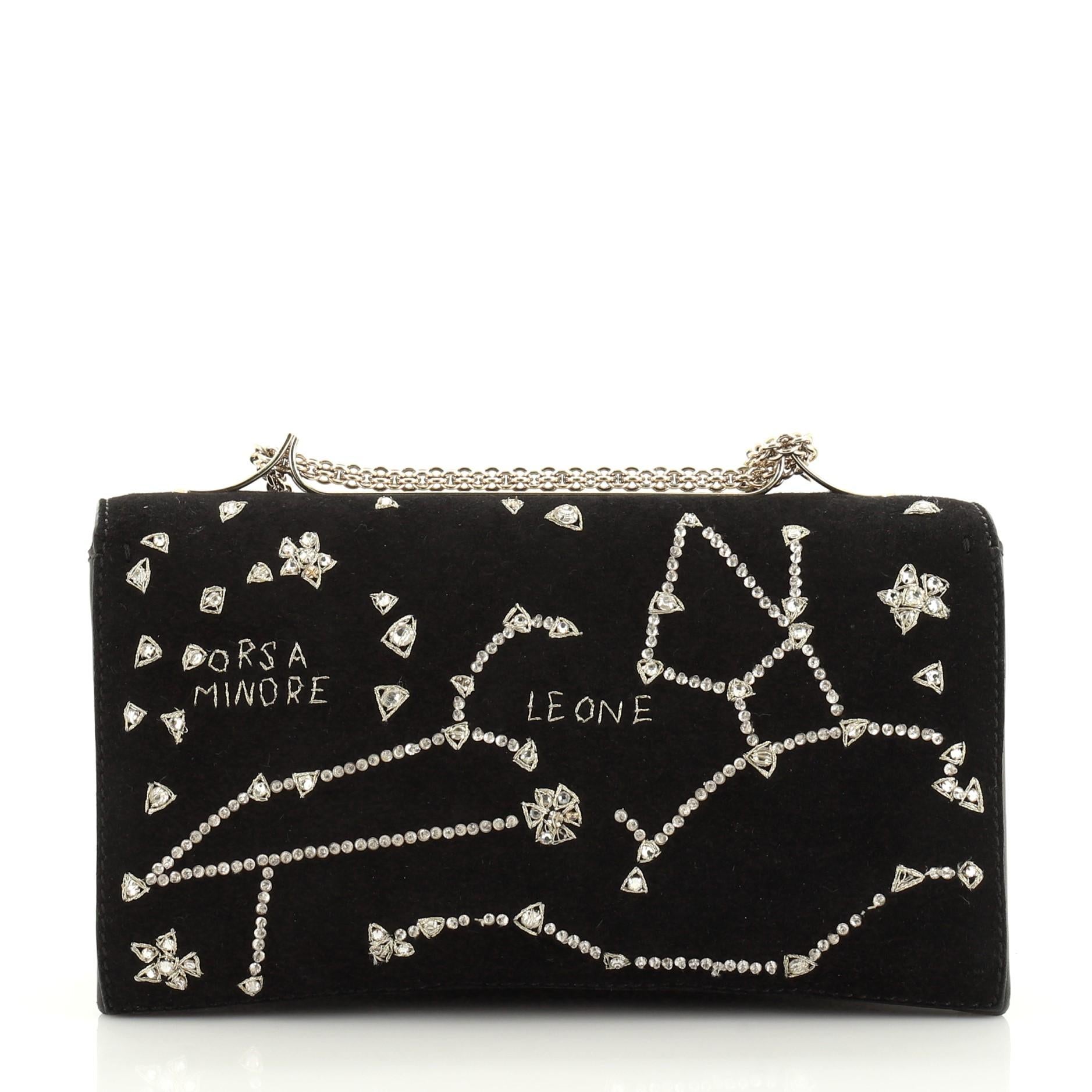 Black Valentino Va Va Voom Clutch Crystal Embellished Suede Medium