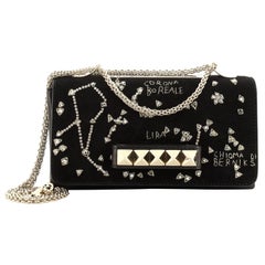 Valentino Va Va Voom Clutch Crystal Embellished Suede Medium