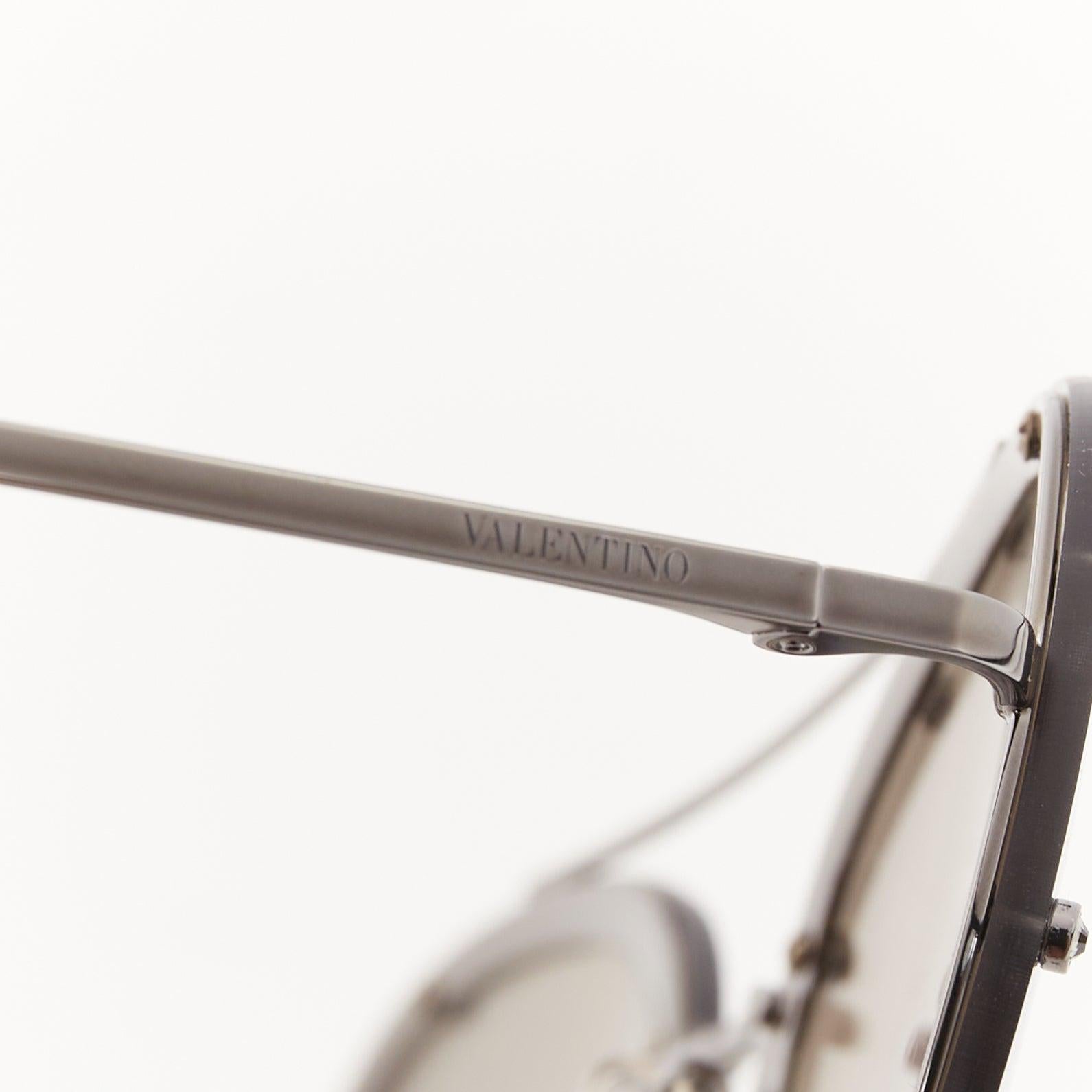 VALENTINO VA2013 58cm crystal stud mirror silver pilot aviator sunglasses For Sale 6
