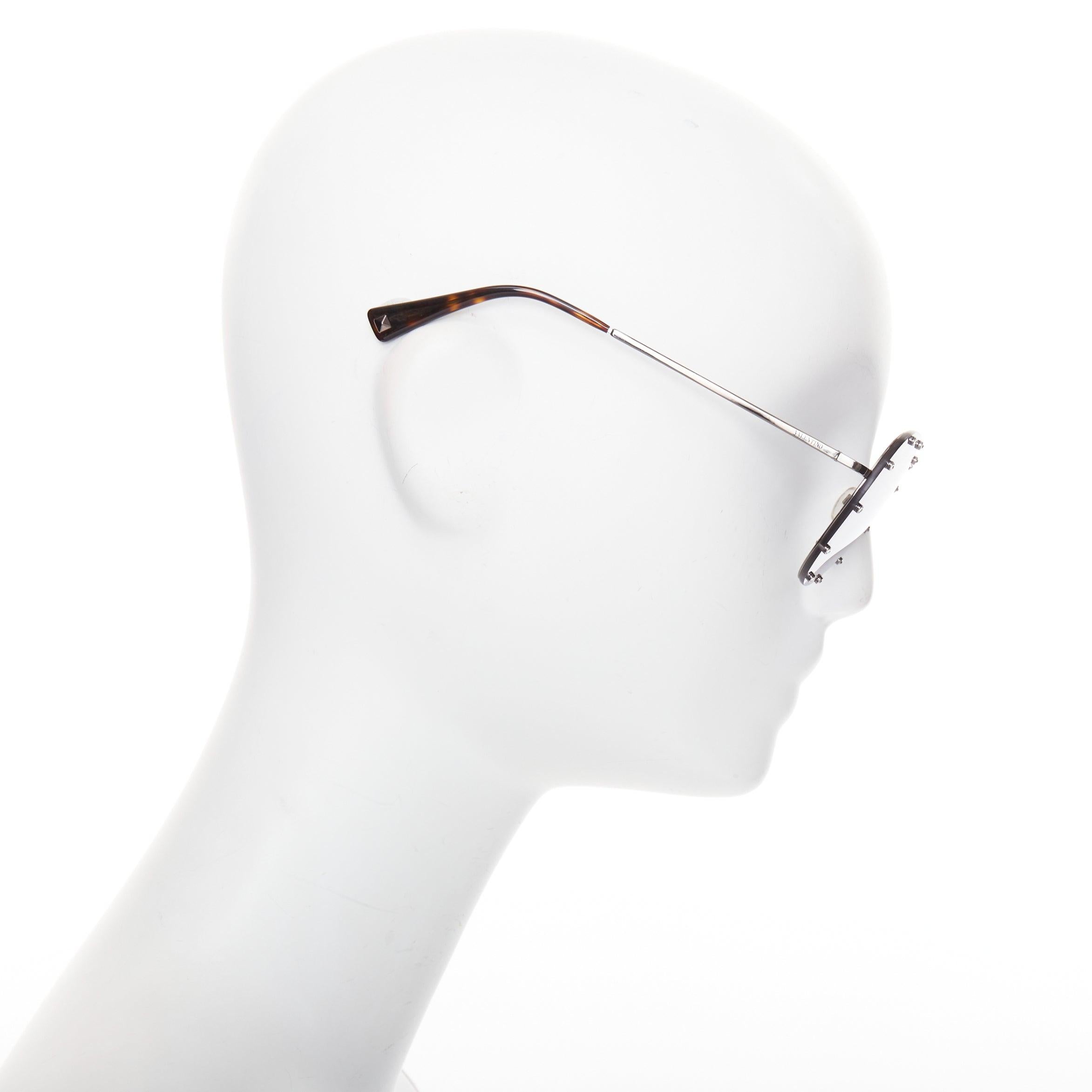 Women's VALENTINO VA2013 58cm crystal stud mirror silver pilot aviator sunglasses For Sale