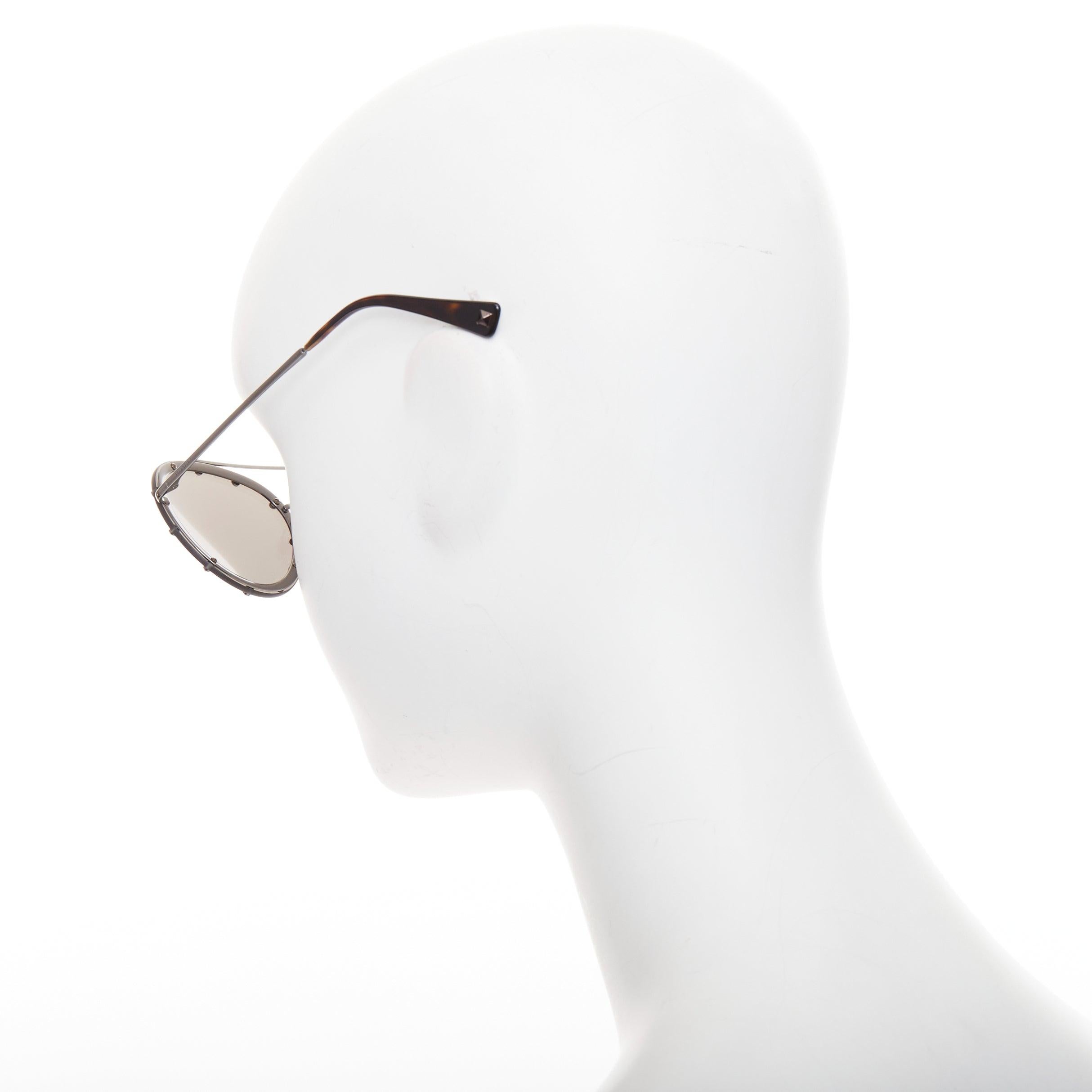 VALENTINO VA2013 58cm crystal stud mirror silver pilot aviator sunglasses For Sale 1