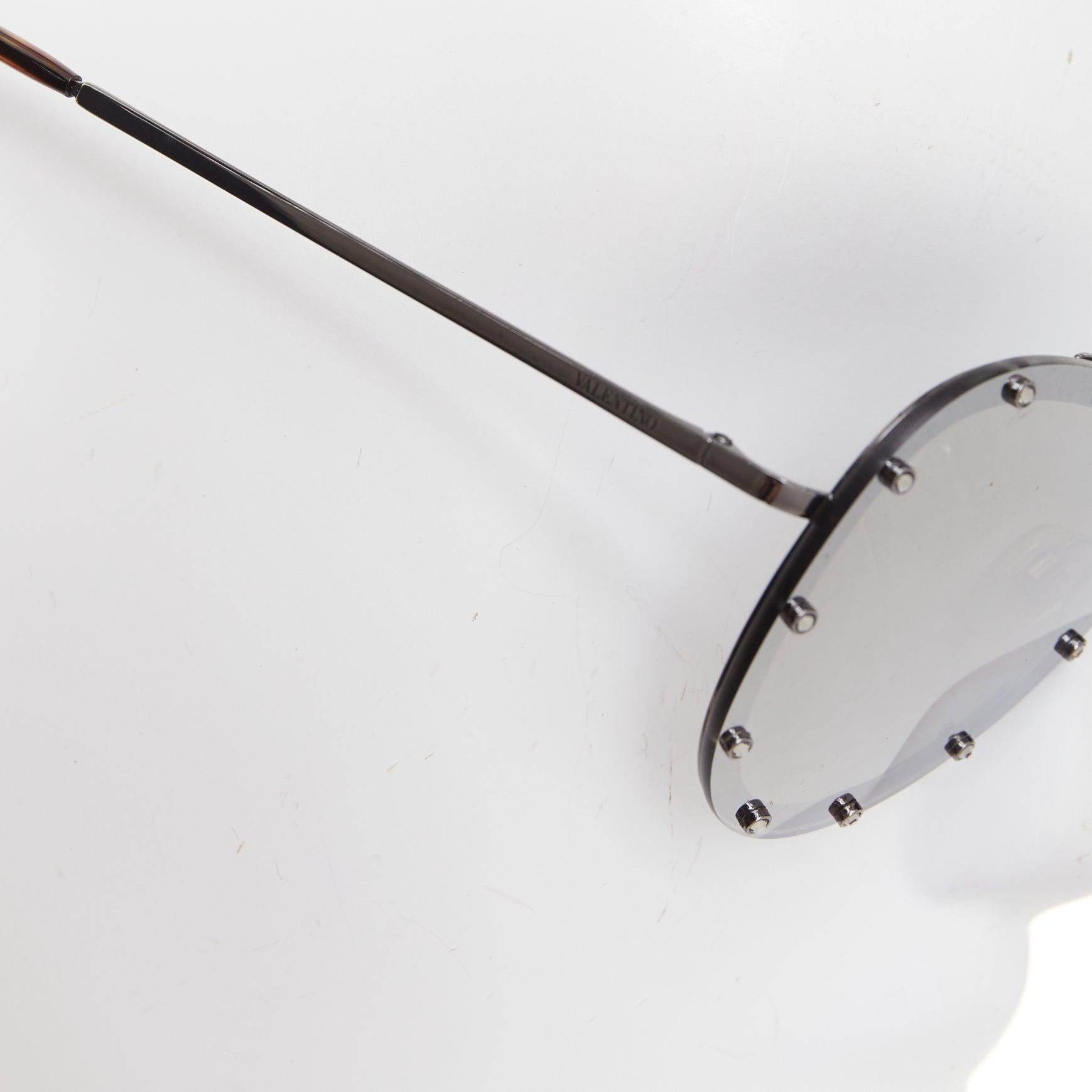 VALENTINO VA2013 58cm crystal stud mirror silver pilot aviator sunglasses For Sale 3