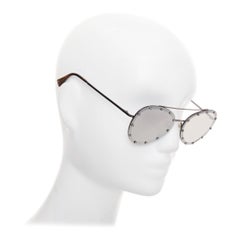VALENTINO VA2013 58cm crystal stud mirror silver pilot aviator sunglasses