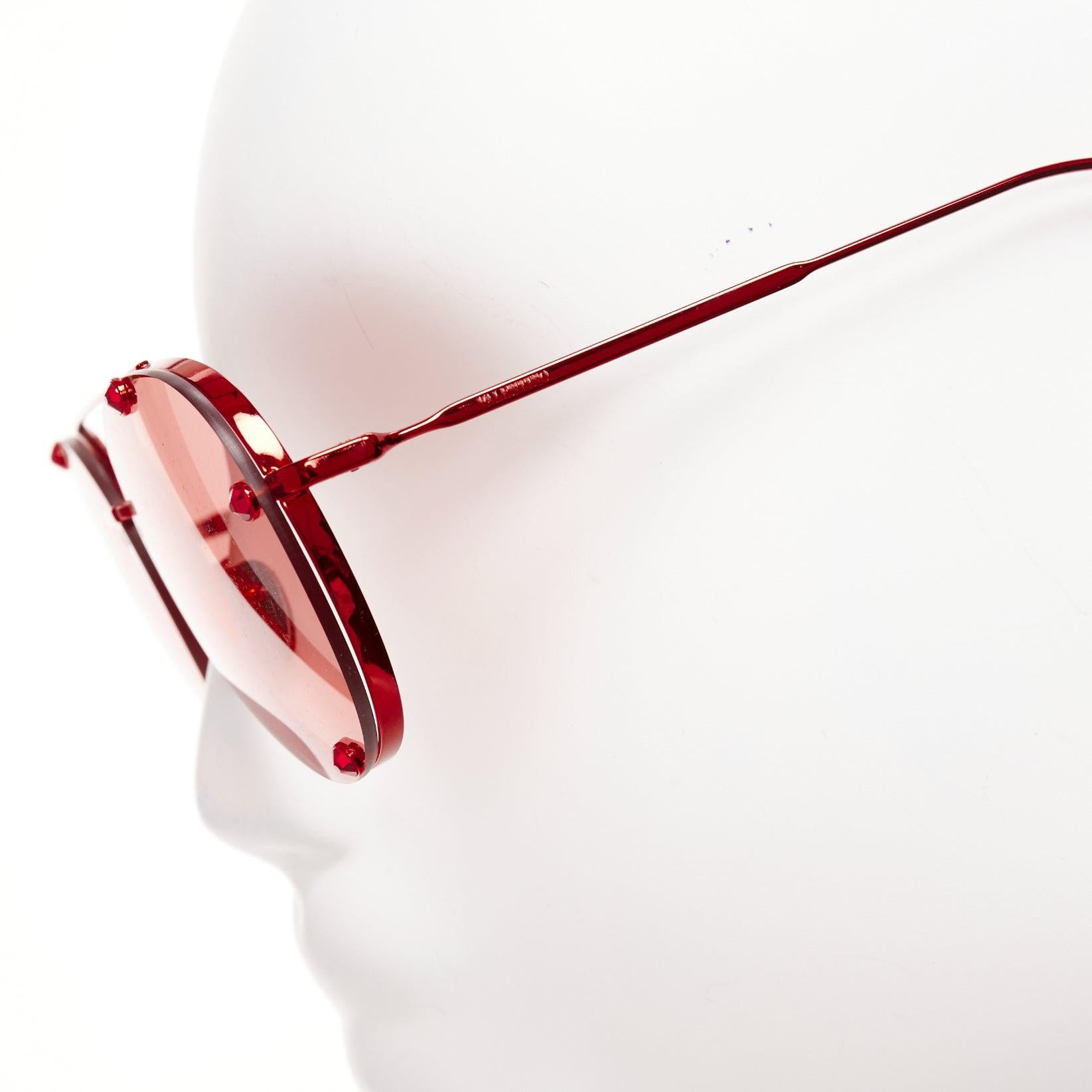 VALENTINO VA2045 red crystal lens metallic finish aviator sunglasses 3