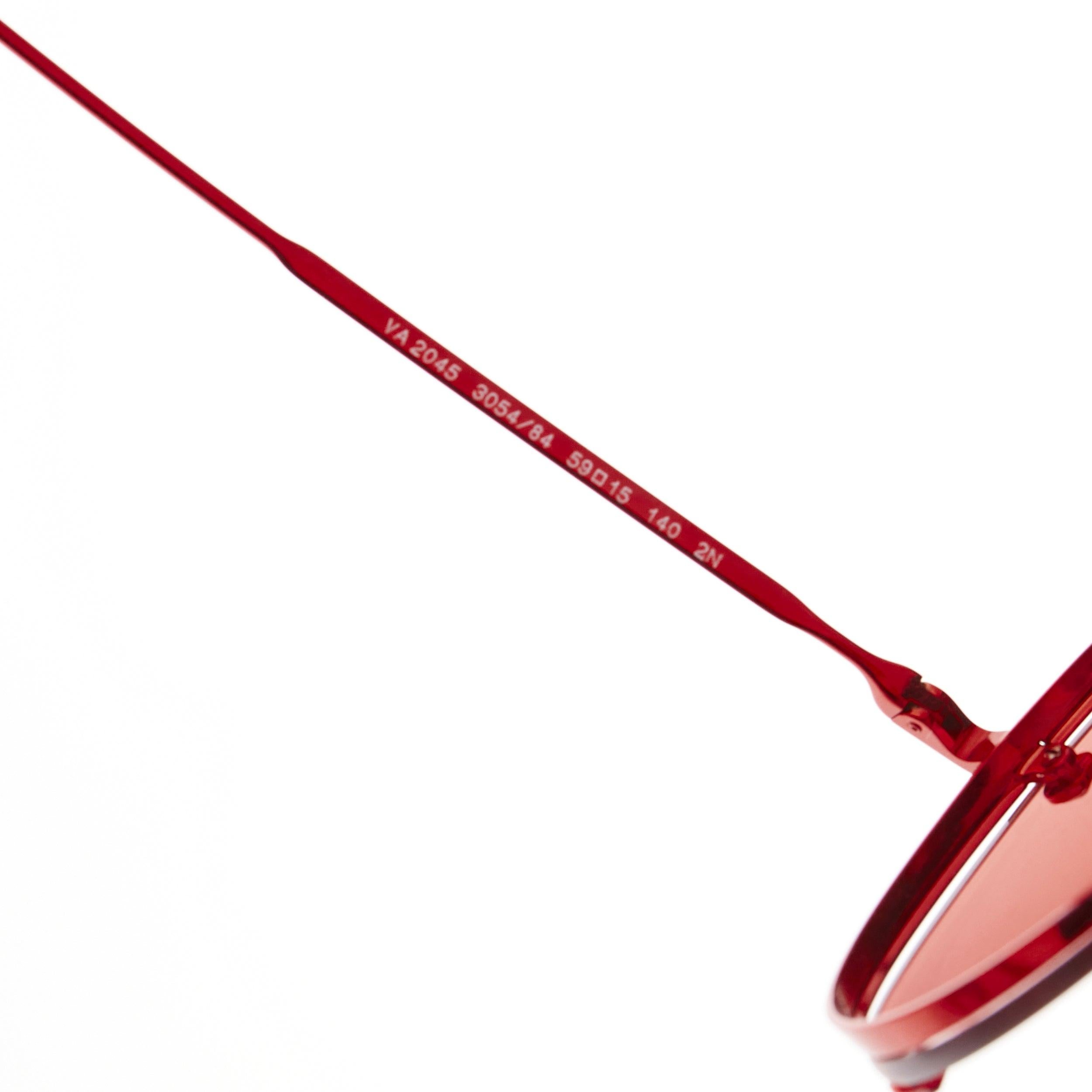 VALENTINO VA2045 red crystal lens metallic finish aviator sunglasses 4