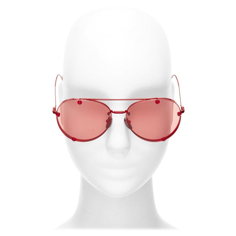 VALENTINO VA2045 red crystal lens metallic finish aviator  display picture 3