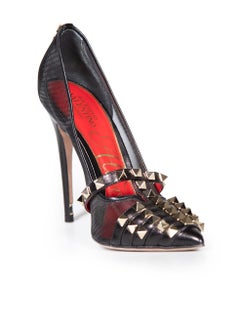 Valentino Valentino Alcove Black Leather Panel Rockstud Heels Size IT 36